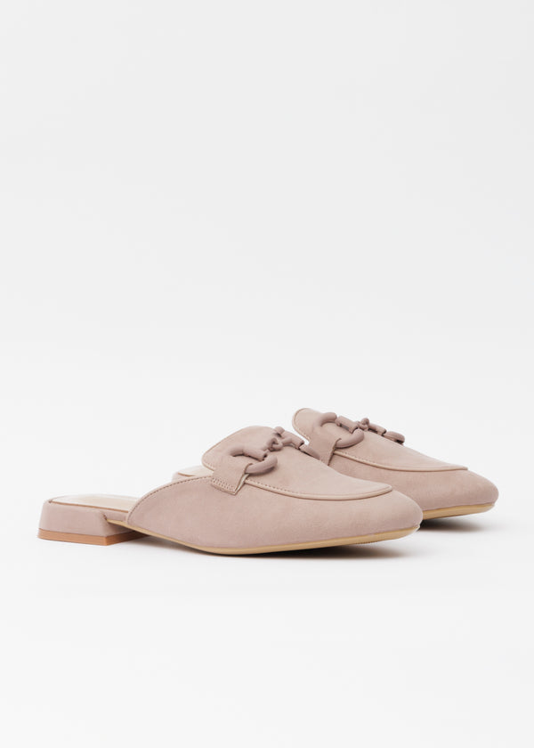Mules In Camoscio - Morsetto Tono Su Tono