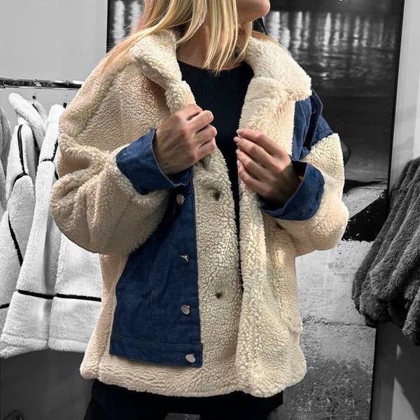 Giacca Sherpa Con Dettagli In Denim