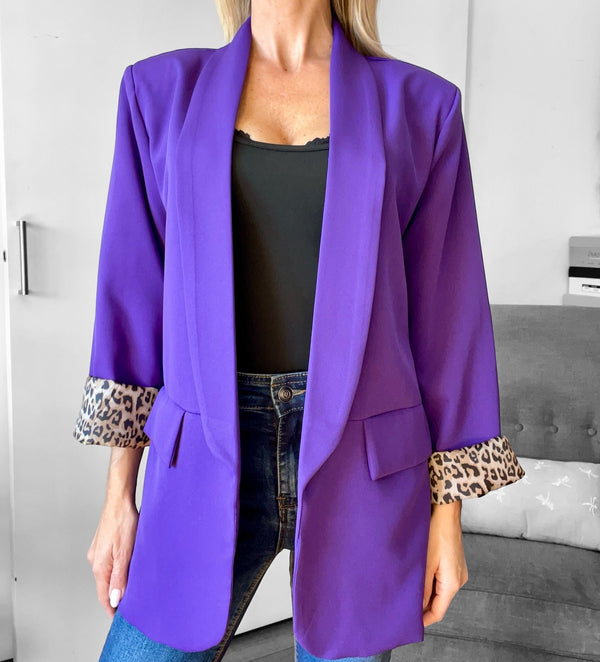 Blazer Versatile Interno Animalier Senza Allacciatura