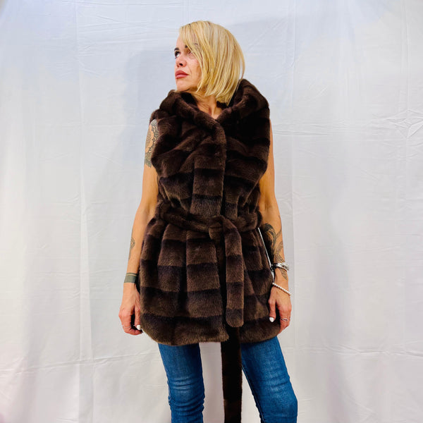 Gilet Moena Con cappuccio – Ecovisone Marrone
