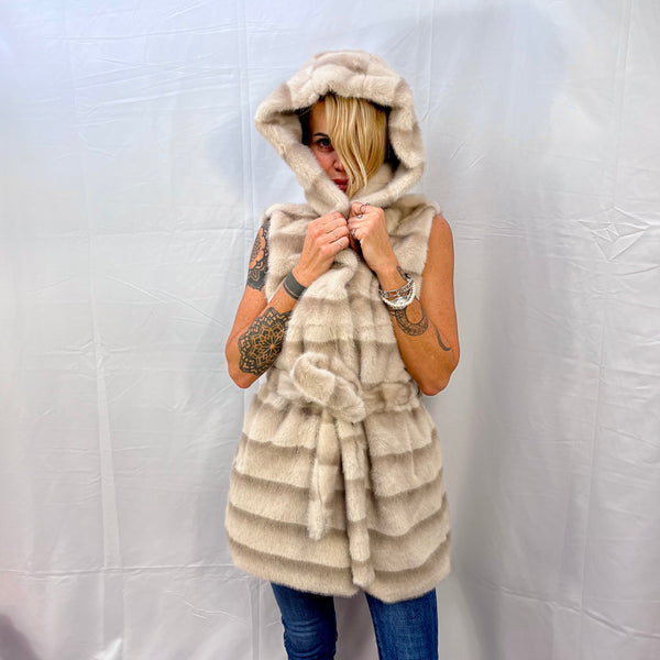 Gilet Moena Con cappuccio – Ecovisone Panna