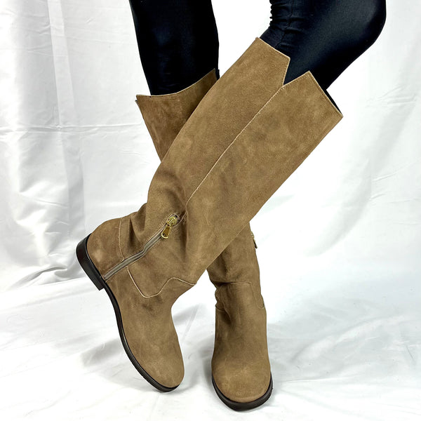 Stivali Vivian In Camoscio - Stile Equestre Made In Italy