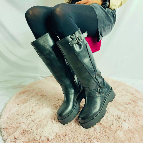 Stivali Silvia Platform In Pelle - Made In Italy