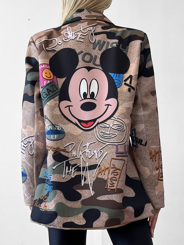 Blazer Oversize Cartoon - Militare