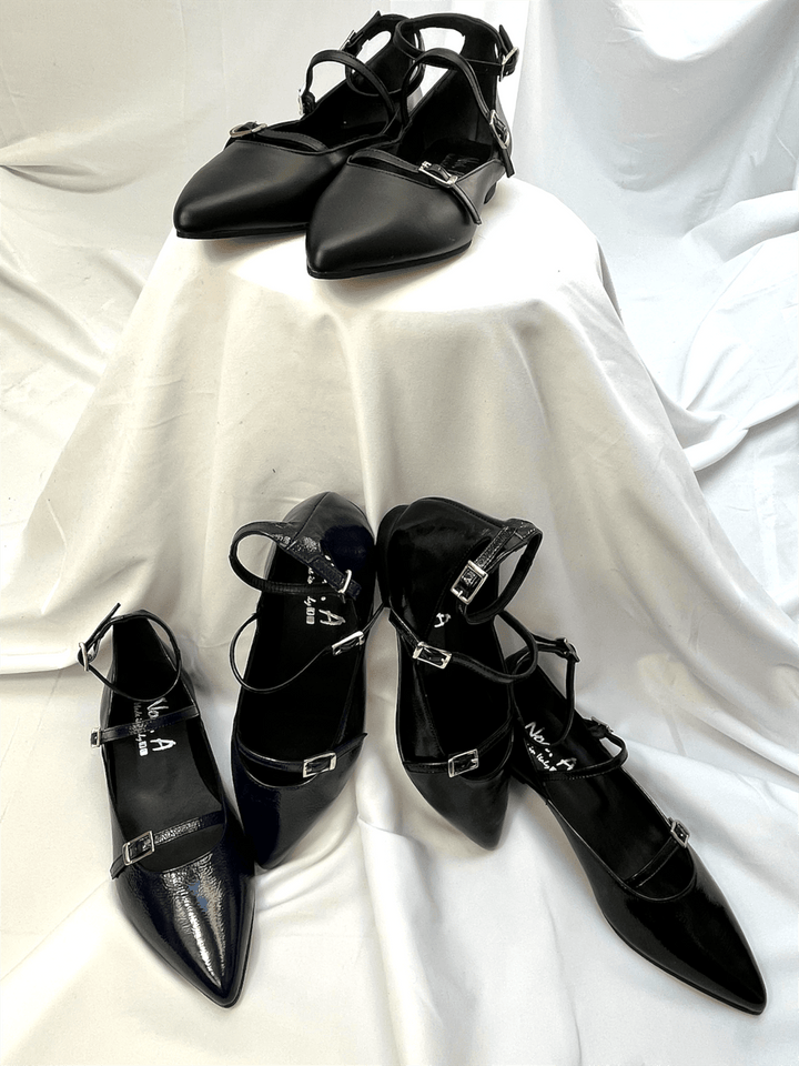 Ballerine Joy Blu Naplak - Vera Pelle - Made In Italy - PinUp Shoes