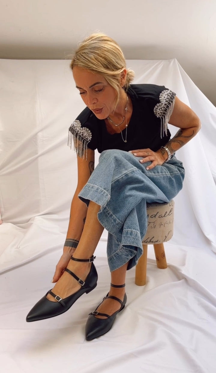 Ballerine Joy Blu Naplak - Vera Pelle - Made In Italy - PinUp Shoes