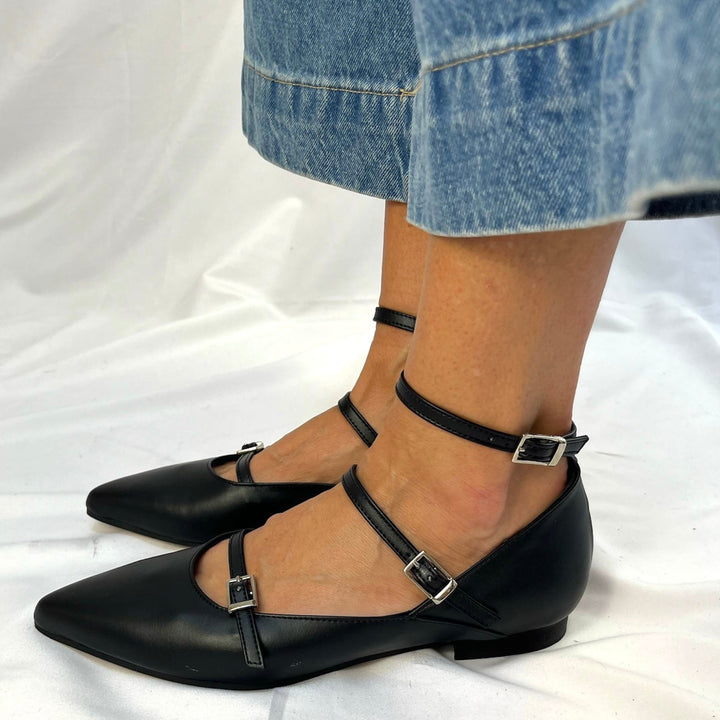 Ballerine Joy Blu Naplak - Vera Pelle - Made In Italy - PinUp Shoes