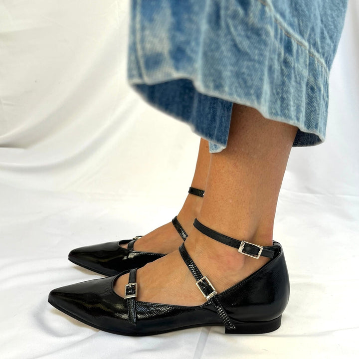 Ballerine Joy Blu Naplak - Vera Pelle - Made In Italy - PinUp Shoes