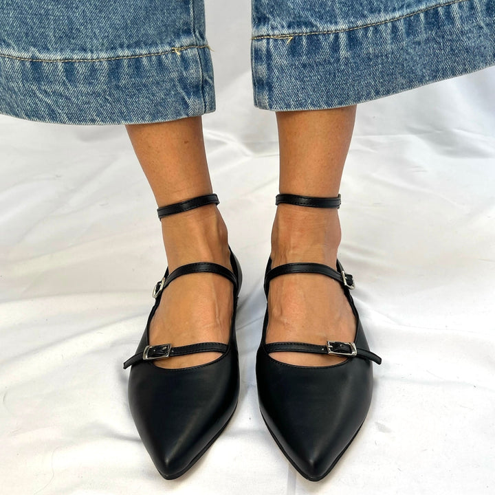 Ballerine Joy Blu Naplak - Vera Pelle - Made In Italy - PinUp Shoes