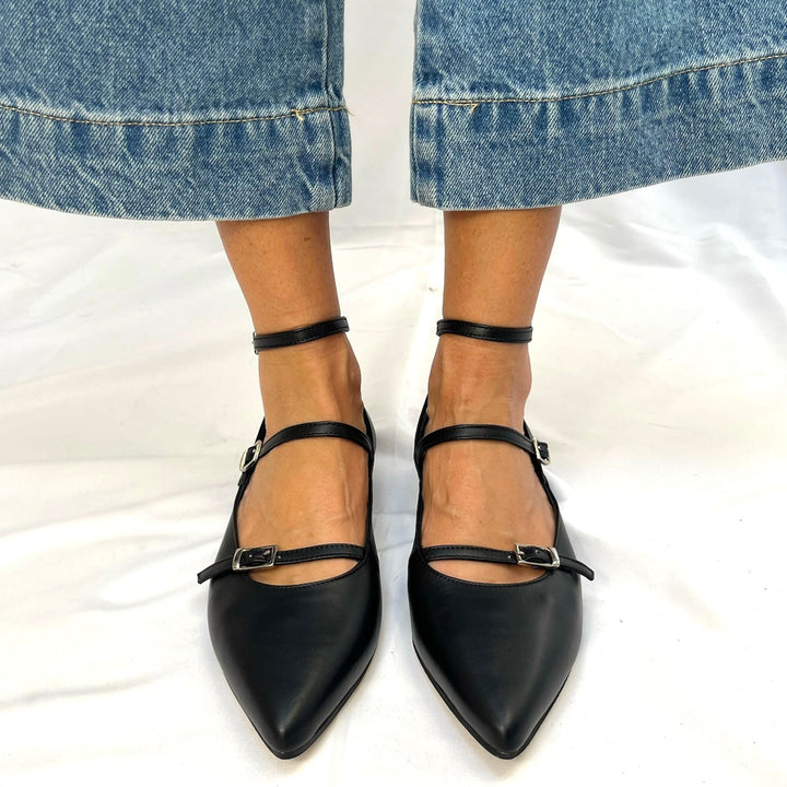 Ballerine Joy Blu Naplak - Vera Pelle - Made In Italy - PinUp Shoes