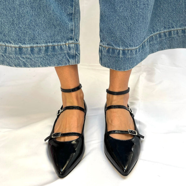 Ballerine Joy Blu Naplak - Vera Pelle - Made In Italy - PinUp Shoes