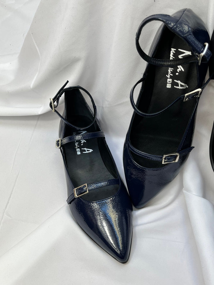 Ballerine Joy Blu Naplak - Vera Pelle - Made In Italy - PinUp Shoes