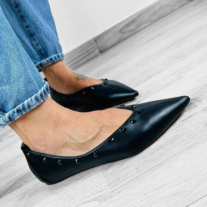 Ballerine Lisbona - Borchie Nero E Argento - PinUp Shoes