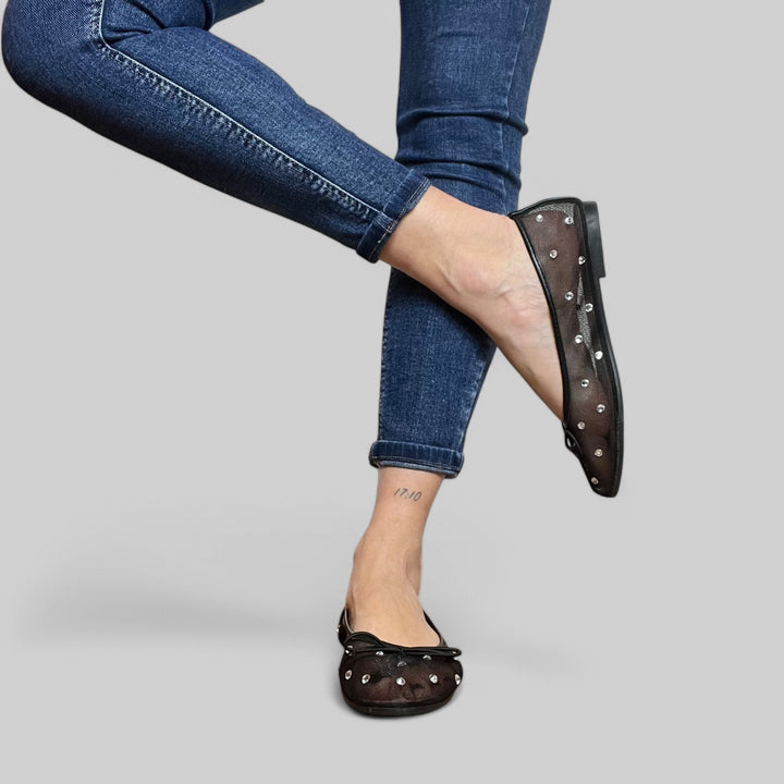 Ballerine trasparenti con dettagli luminosi – Eleganza eterea - PinUp Shoes