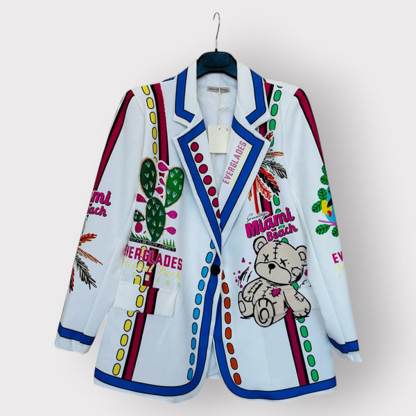 Blazer 13 Miami Teddy con Cactus e Dettagli Multicolor - PinUp Shoes