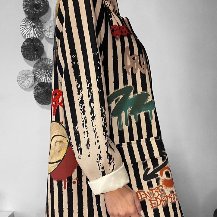 Blazer Oversize Cartoon A Righe - PinUp Shoes