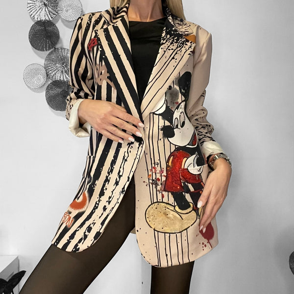 Blazer Oversize Cartoon A Righe - PinUp Shoes