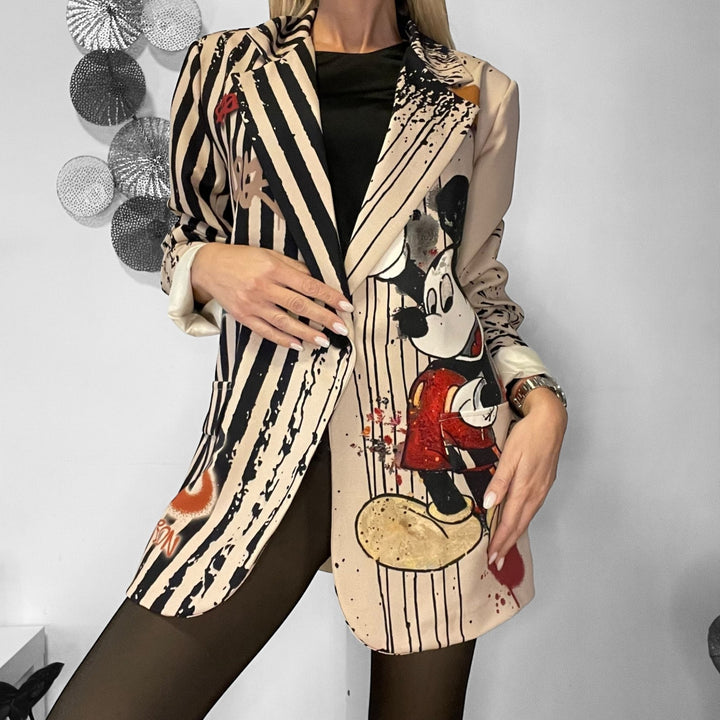 Blazer Oversize Cartoon A Righe - PinUp Shoes