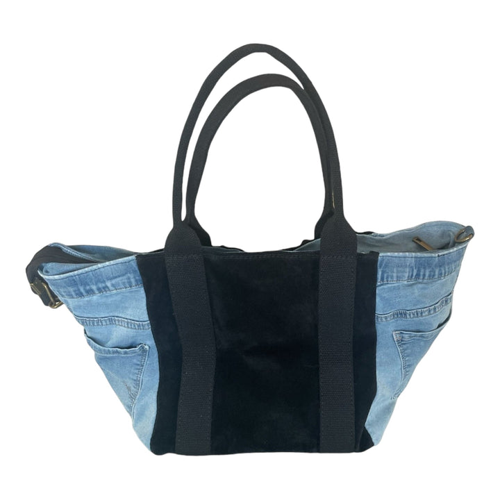 Borsa In Denim E Vera Pelle Con Frange - Tracolla Regolabile - PinUp Shoes