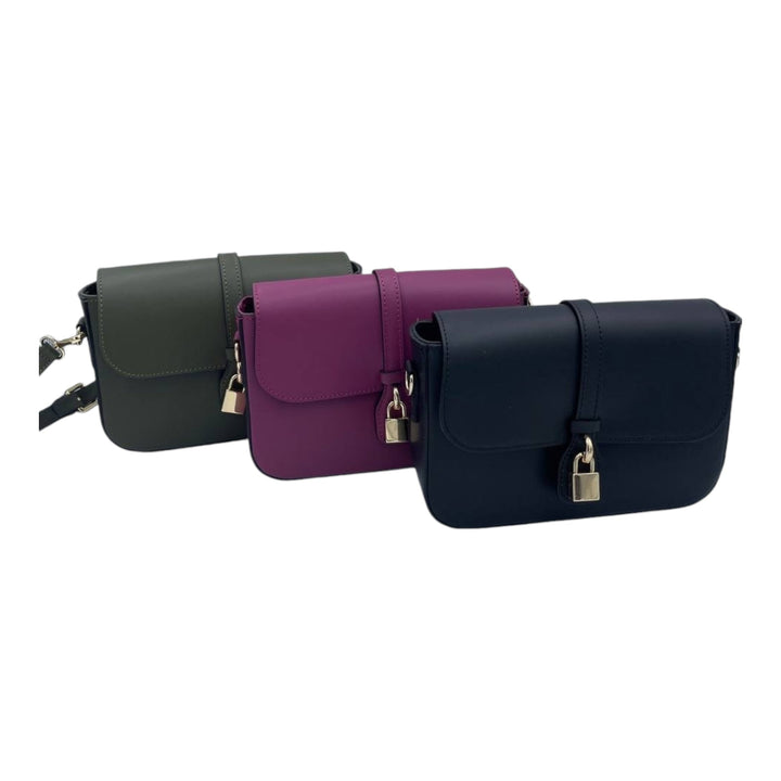 Borsa Roma A Tracolla Con Lucchetto - Vera Pelle Made In Italy - PinUp Shoes