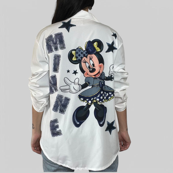 Camicia Cartoon Fiocco Grigio - Stars - PinUp Shoes