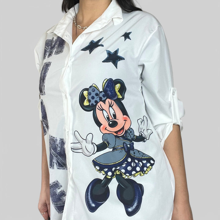 Camicia Cartoon Fiocco Grigio - Stars - PinUp Shoes