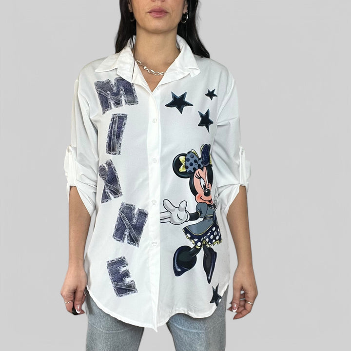 Camicia Cartoon Fiocco Grigio - Stars - PinUp Shoes