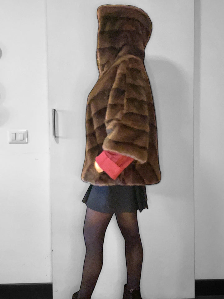 Cappottino Moena con Cappuccio - Eco Visone Marrone - PinUp Shoes