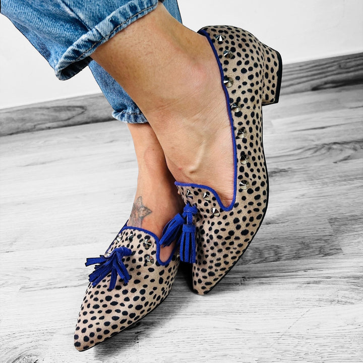 Mocassini Borchiati Animalier Leopardato - Made In Italy - PinUp Shoes