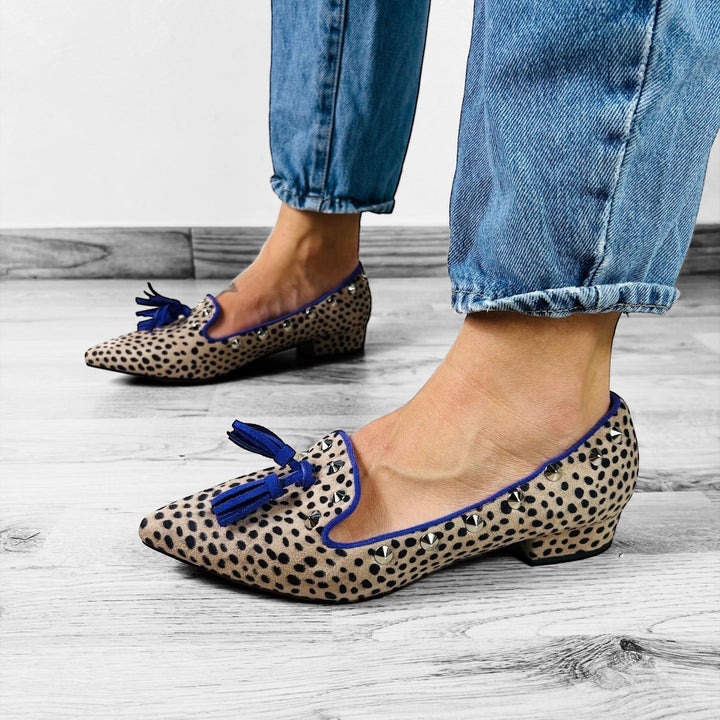 Mocassini Borchiati Animalier Leopardato - Made In Italy - PinUp Shoes