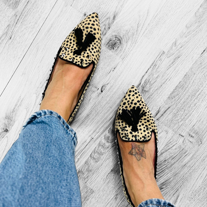 Mocassini Borchiati Animalier Leopardato - Made In Italy - PinUp Shoes