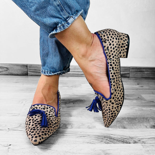 Mocassini Borchiati Animalier Leopardato - Made In Italy - PinUp Shoes