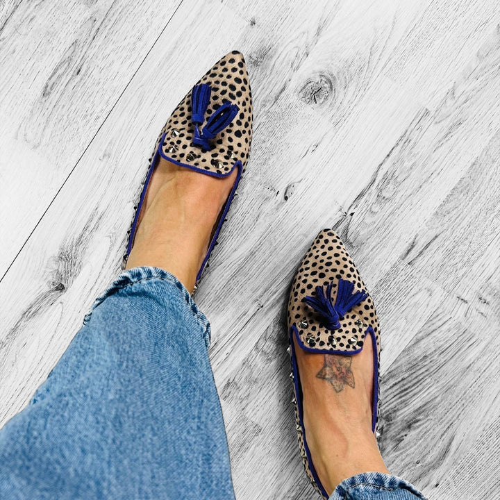 Mocassini Borchiati Animalier Leopardato - Made In Italy - PinUp Shoes