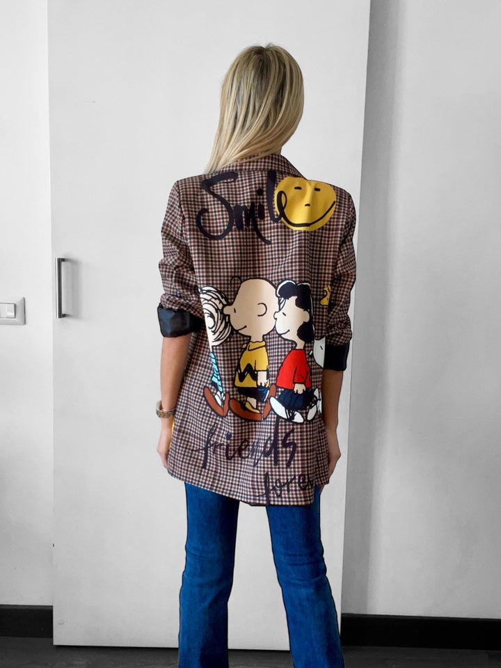 Outfit Blazer Quadri Oversize Cartoon - Slingback Barcellona - Borsa Desy E Jeans - PinUp Shoes