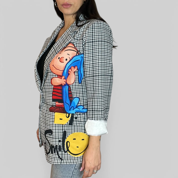 Outfit Blazer Quadri Oversize Cartoon - Slingback Barcellona - Borsa Desy E Jeans - PinUp Shoes