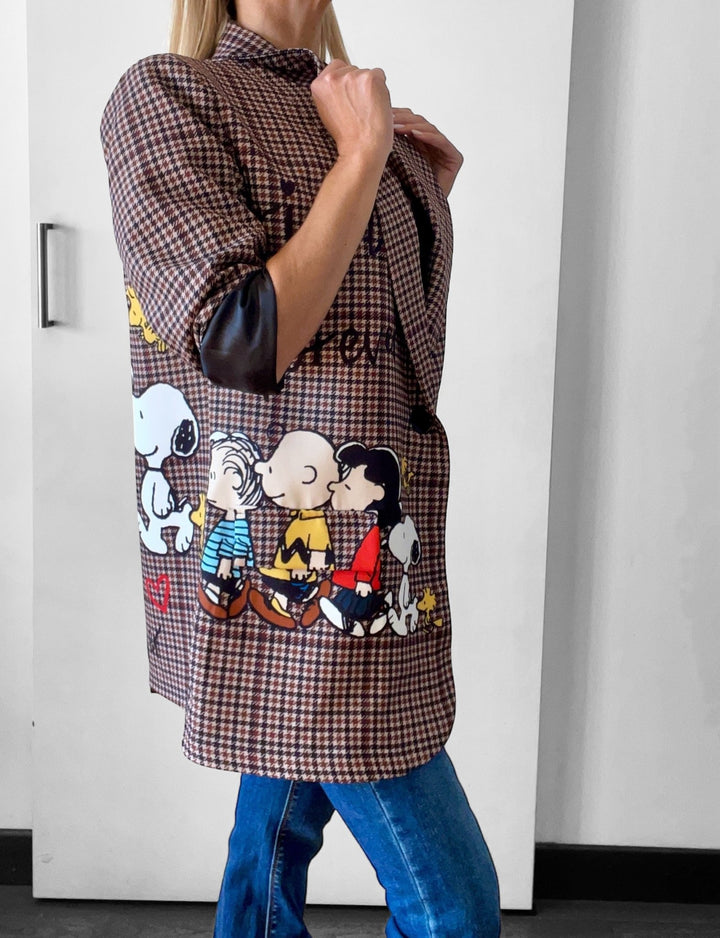 Outfit Blazer Quadri Oversize Cartoon - Slingback Barcellona - Borsa Desy E Jeans - PinUp Shoes