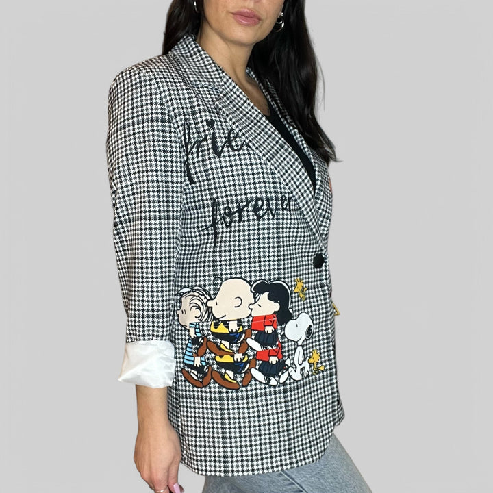 Outfit Blazer Quadri Oversize Cartoon - Slingback Barcellona - Borsa Desy E Jeans - PinUp Shoes