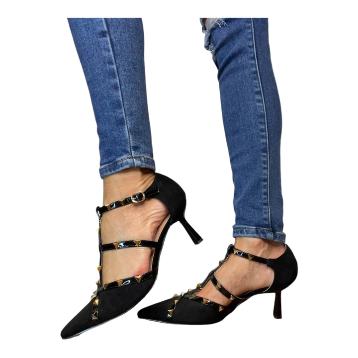 Outfit Decollete Viola - Borsa Torino - Blazer Cartoon - Jeans - PinUp Shoes