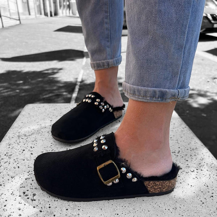 Sabot Borchiato Nina - Interno Peloso - PinUp Shoes