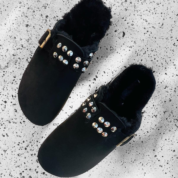 Sabot Borchiato Nina - Interno Peloso - PinUp Shoes