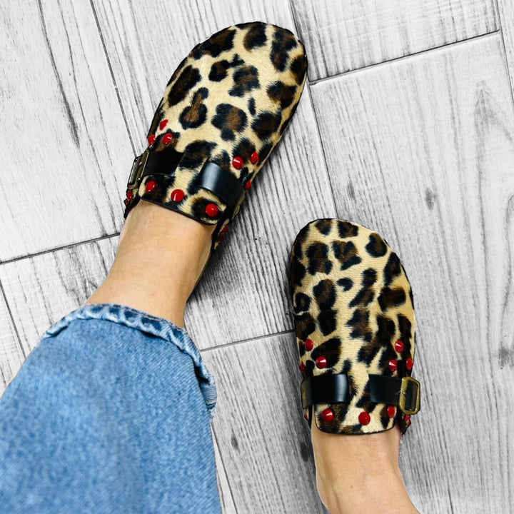 Sabot Maculato Borchiato Jungle - Con Cinturino Regolabile - PinUp Shoes