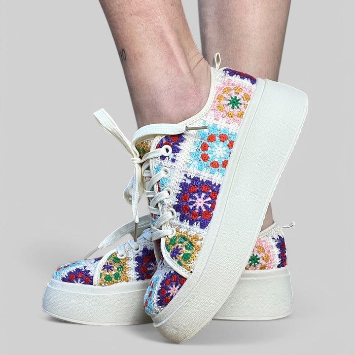 Sneakers Crochet Patchwork - PinUp Shoes