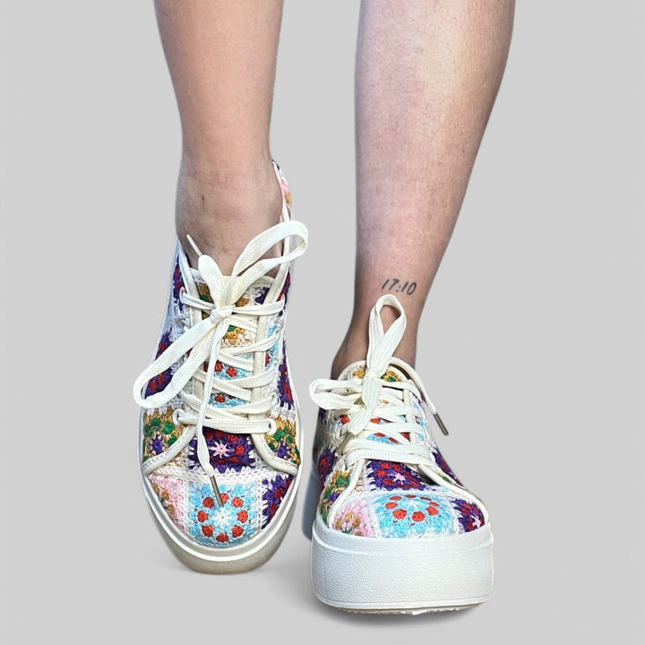 Sneakers Crochet Patchwork - PinUp Shoes
