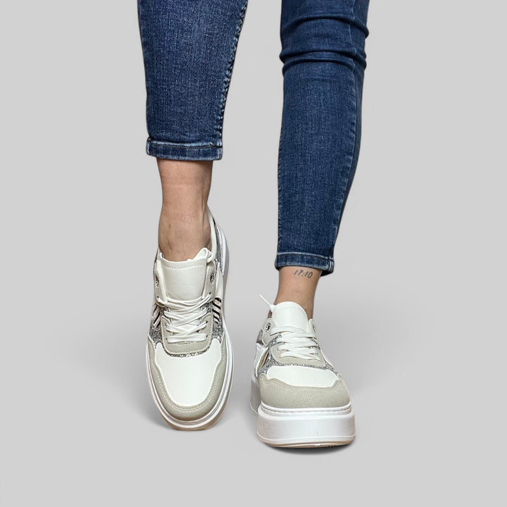 Sneakers Dori Platform Glitterate Con Inserti Animalier - PinUp Shoes