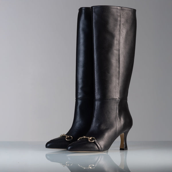 Stivali Alti Con Morsetto Rebecca - In Vera Pelle Made in Italy - PinUp Shoes