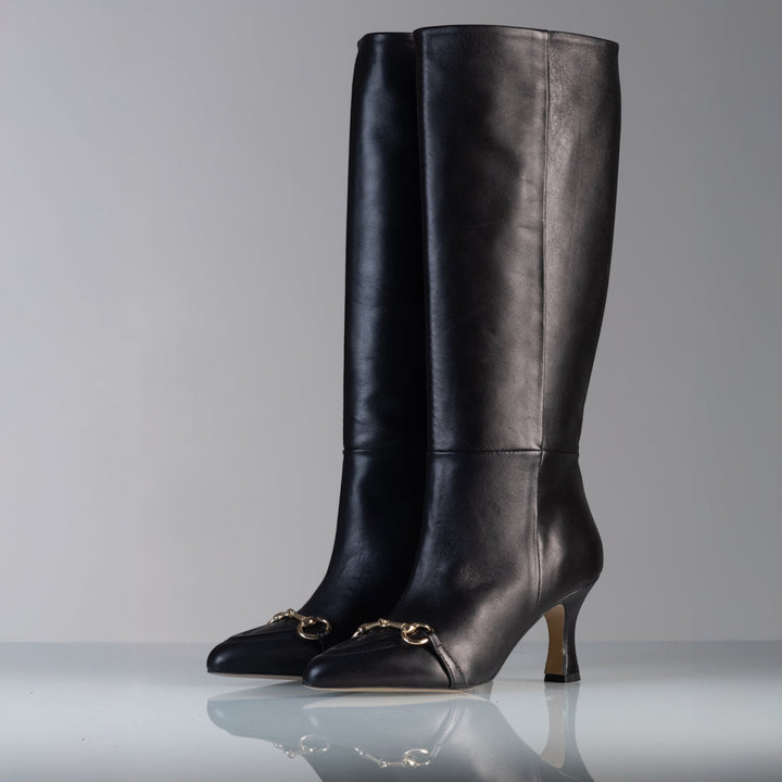 Stivali Alti Con Morsetto Rebecca - In Vera Pelle Made in Italy - PinUp Shoes