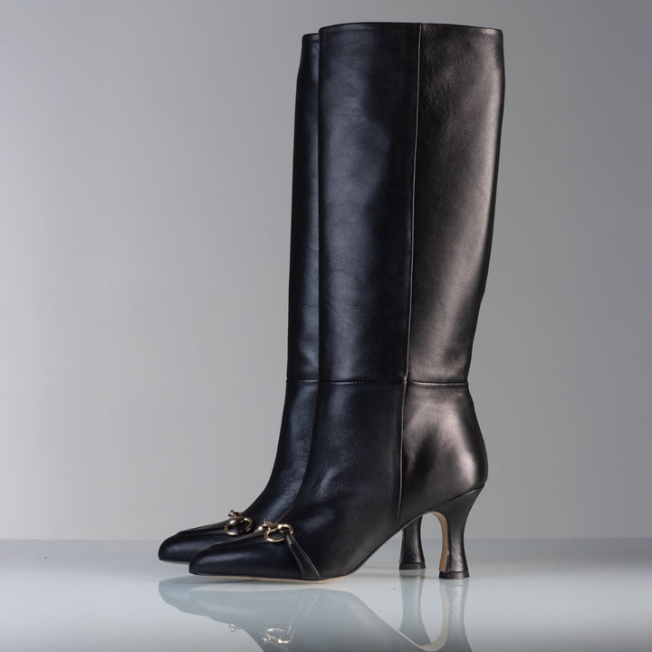 Stivali Alti Con Morsetto Rebecca - In Vera Pelle Made in Italy - PinUp Shoes