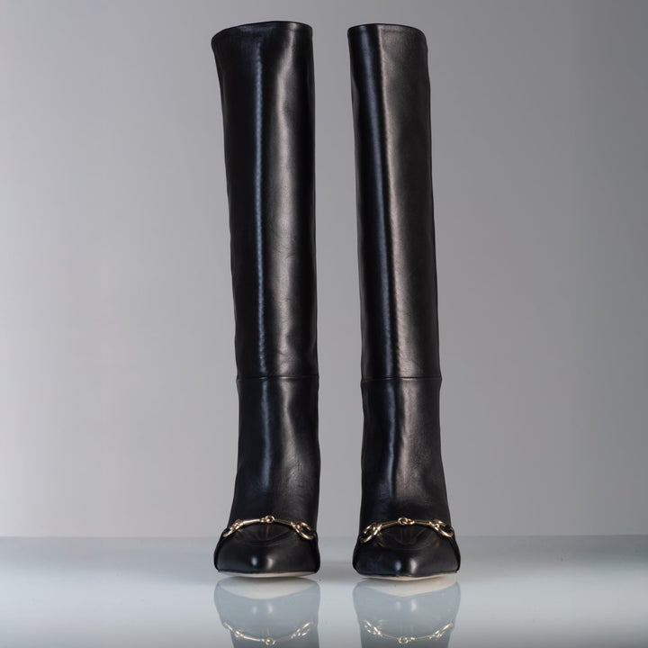 Stivali Alti Con Morsetto Rebecca - In Vera Pelle Made in Italy - PinUp Shoes