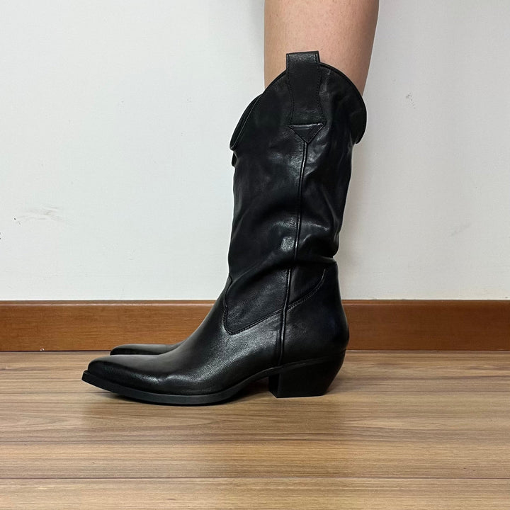Stivali Texani Alti - Made in Italy Vera Pelle - PinUp Shoes