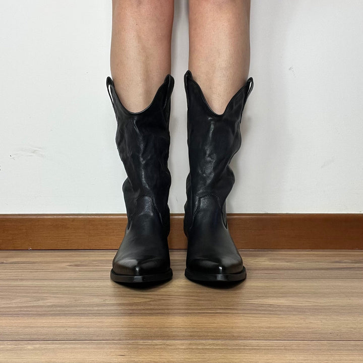 Stivali Texani Alti - Made in Italy Vera Pelle - PinUp Shoes